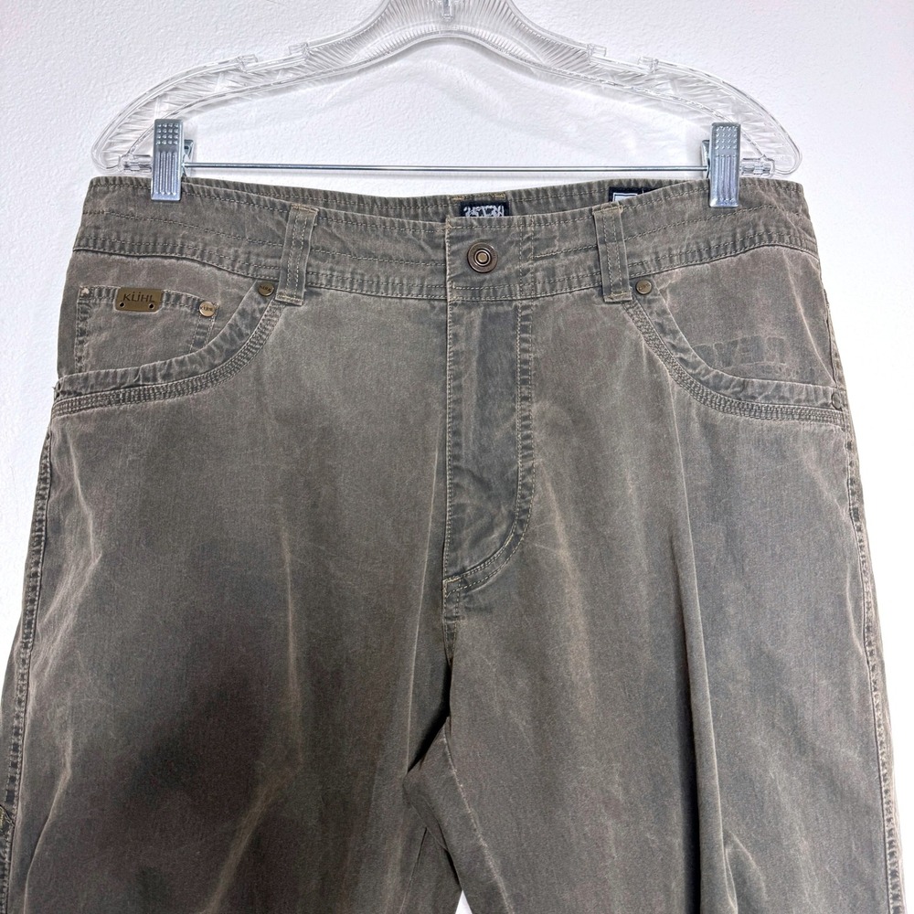 KUHL REVOLVR Vintage Patina Dye Pants Mens 35x30 Brown Cargo Outdoor Hiking - Picture 3 of 12